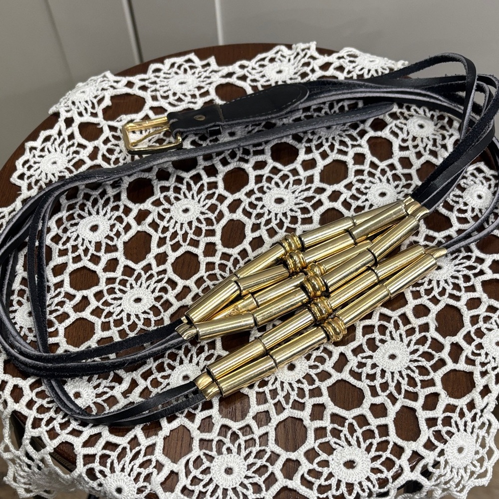 Black and Gold Belt with Buckle